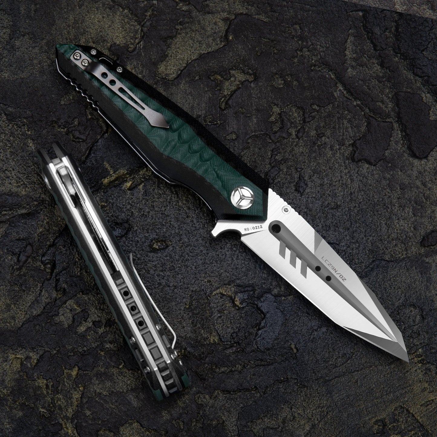 4in Outdoor Edc Folding Blade Knife, D2 Tool Steel Blade with Fuller, G10 Handle,Liner Lock