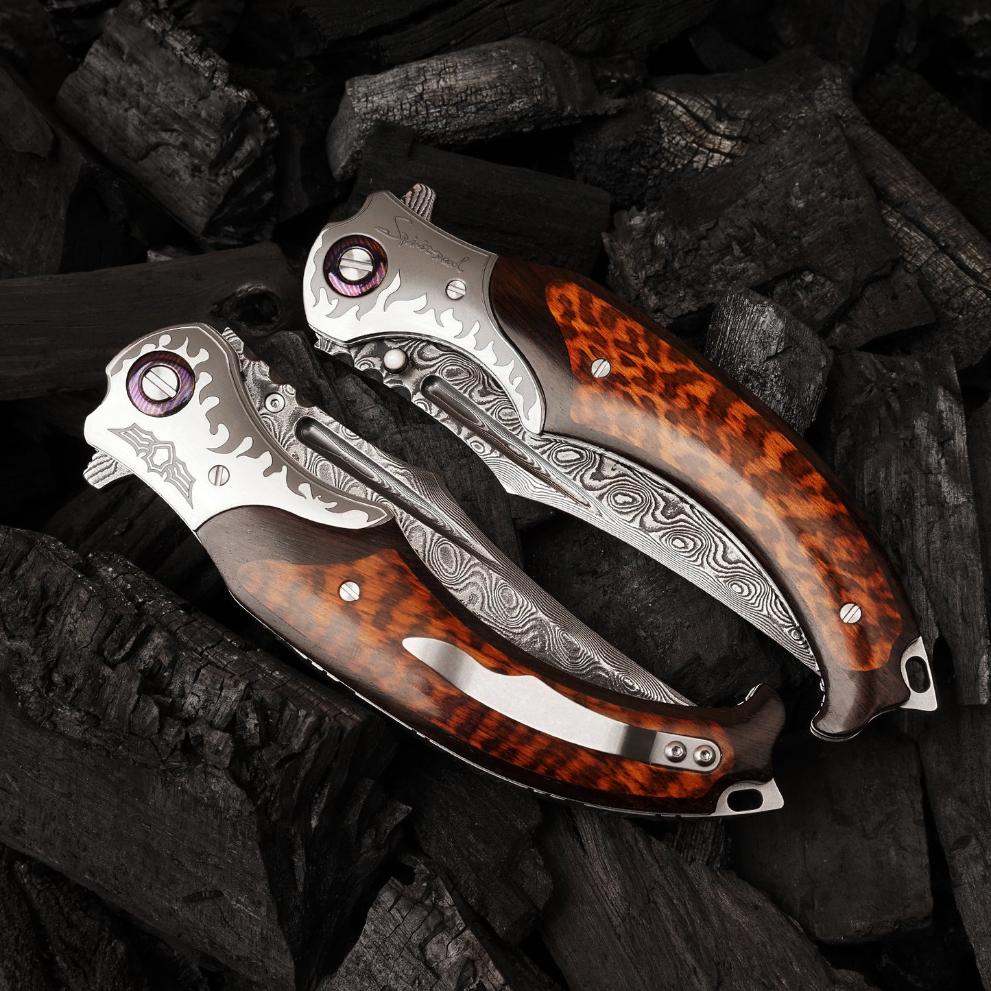 4.65 Inch Folding Blades Pocket Knife,67 Layer Damascus steel +VG10 Core,Ebony +Snakewood Handle