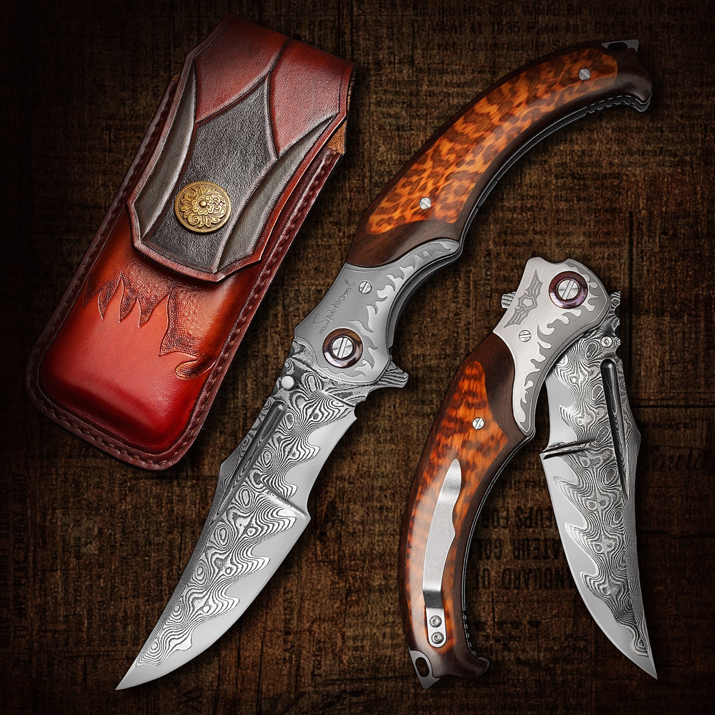 4.65 Inch Folding Blades Pocket Knife,67 Layer Damascus steel +VG10 Core,Ebony +Snakewood Handle