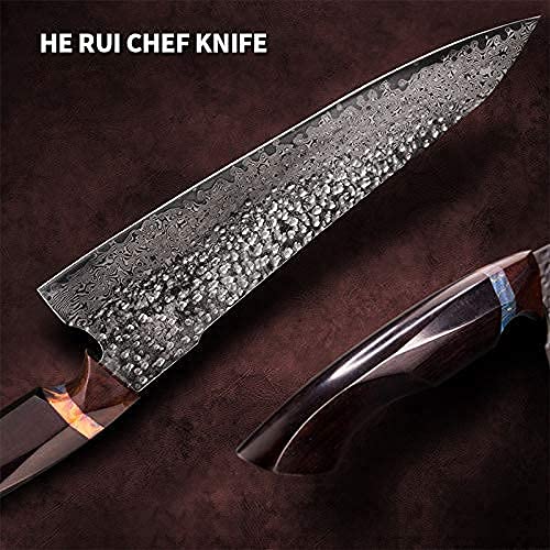 8.5inch Japanese chef's knife,  Damascus Steel VG10 Core Blade,Ebony Wood Handle