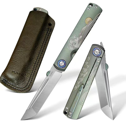 Multipurpose Folding Pocket Knife,CPM-S35VN Powder Steel, TC4 Titanium Alloy Handle