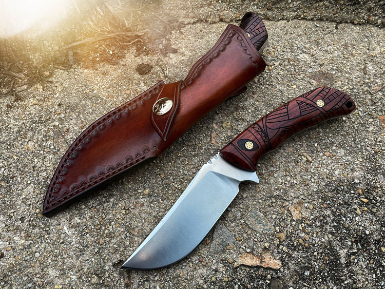 3.8Inch Outdoor Survival Tactical  Fixed Blade Bowie Knives,DC53 Steel, Rosewood Handle