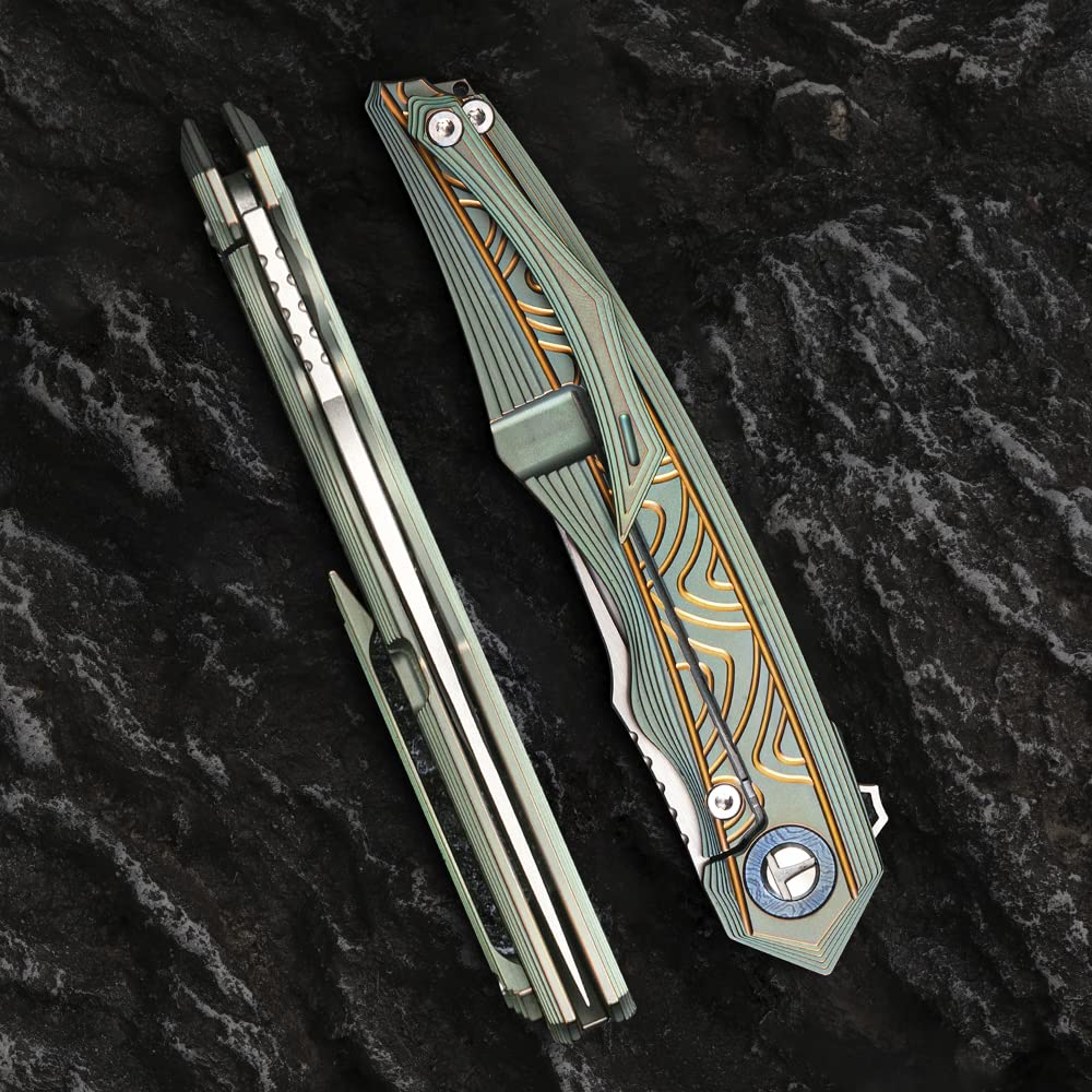 4 Inch Outdoor Folding Knife,M390 Blade, TC4 Titanium Alloy handle