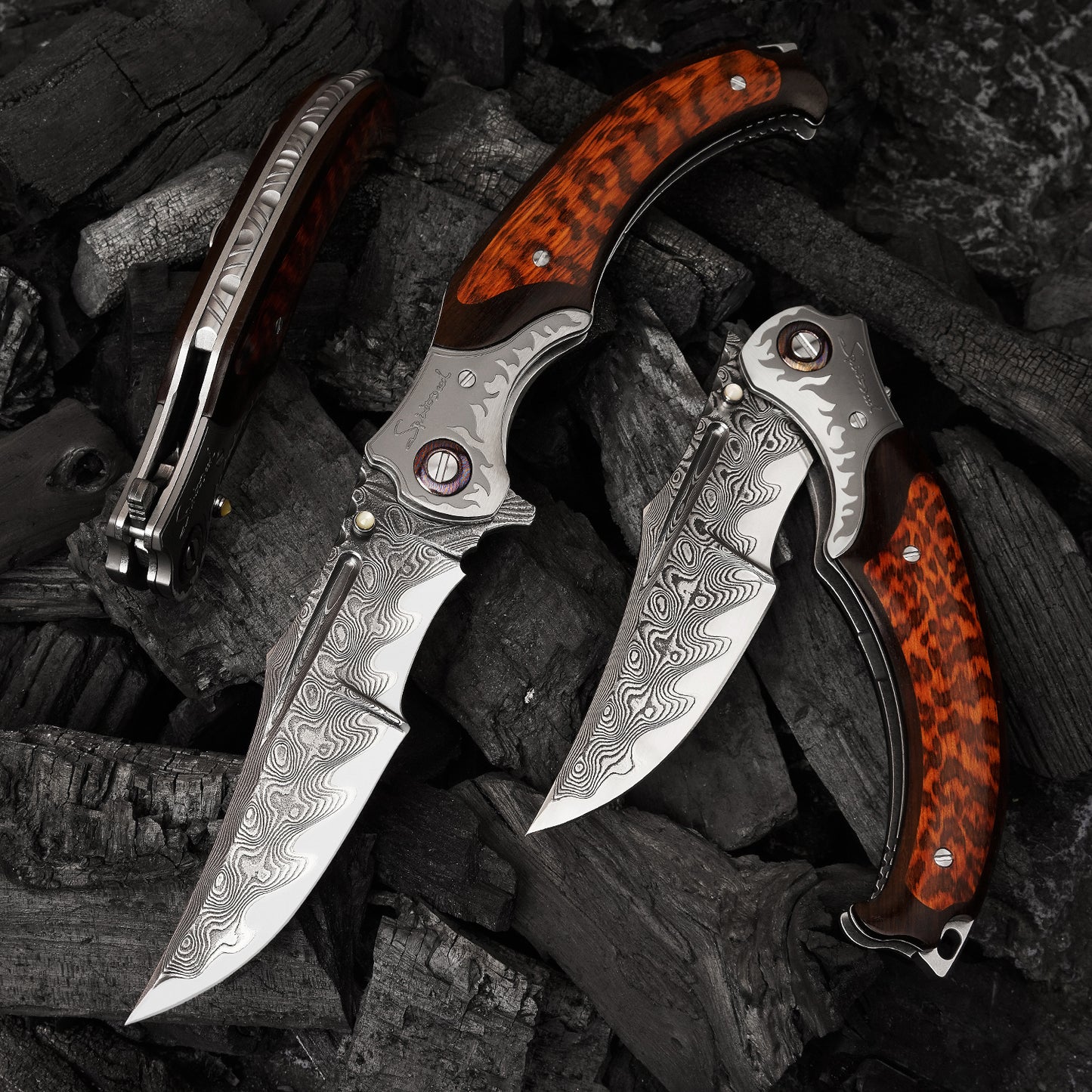 4.65 Inch Folding Blades Pocket Knife,67 Layer Damascus steel +VG10 Core,Ebony +Snakewood Handle