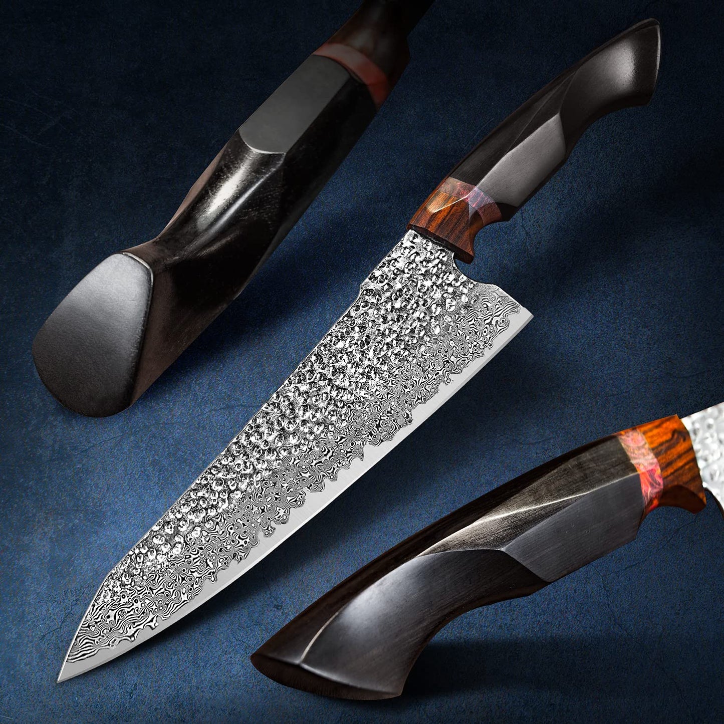 8.5inch Japanese chef's knife,  Damascus Steel VG10 Core Blade,Ebony Wood Handle