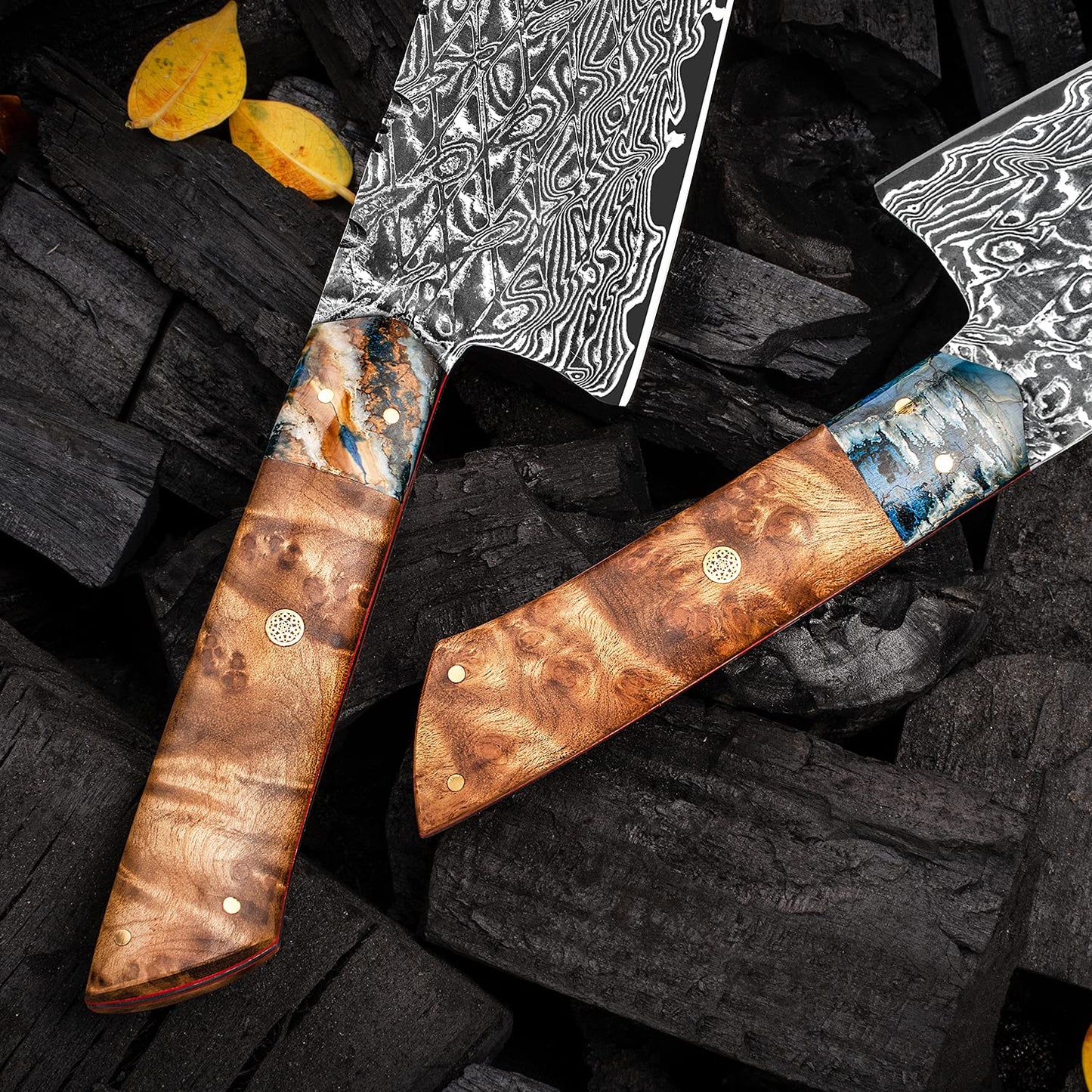 8.3 Inch Full Tang Japanese Chef Knife,VG10 Damascus Steel Blade,Burl Wood Handle