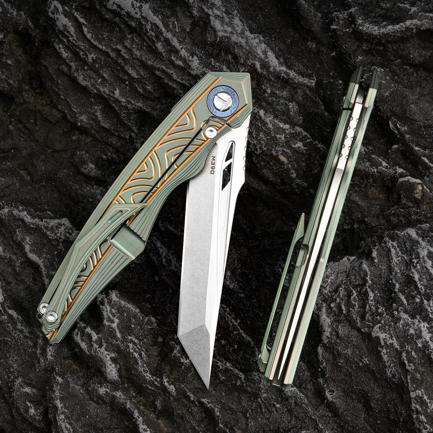 4 Inch Outdoor Folding Knife,M390 Blade, TC4 Titanium Alloy handle