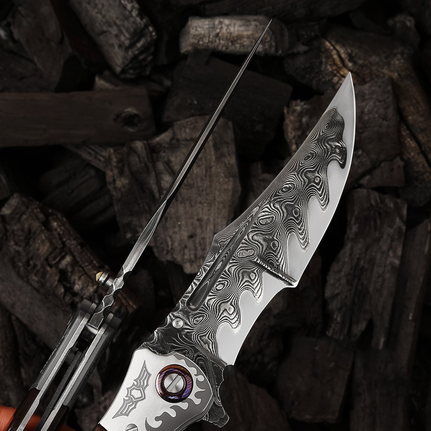 4.65 Inch Folding Blades Pocket Knife,67 Layer Damascus steel +VG10 Core,Ebony +Snakewood Handle