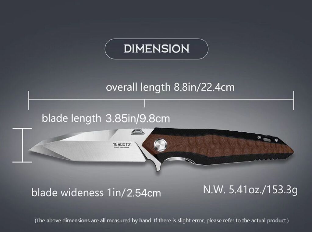 4in Outdoor Edc Folding Blade Knife, D2 Tool Steel Blade, Brown G10 Handle,Liner Lock