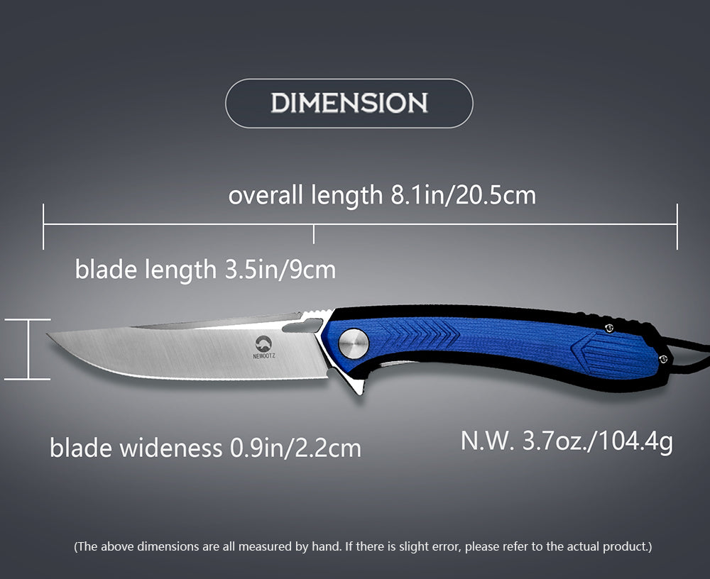 3.5in Edc Folding Pocket Knife,D2 Tool Steel Blade,G10 Handle,Liner Lock