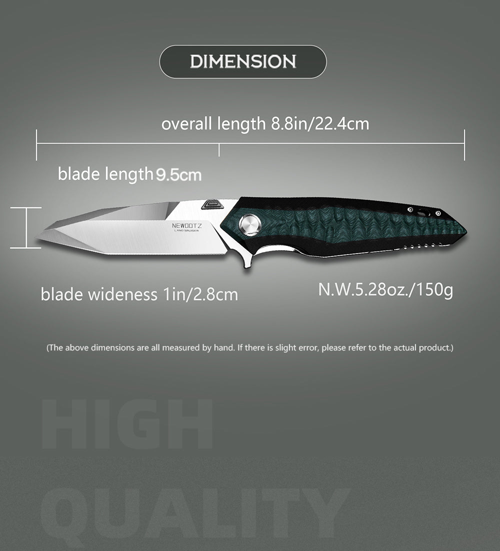 4in Outdoor Survival Edc Tool Camping Hunting Knives D2 Tool Steel Blade,Liner Lock Layers, G10 Handle