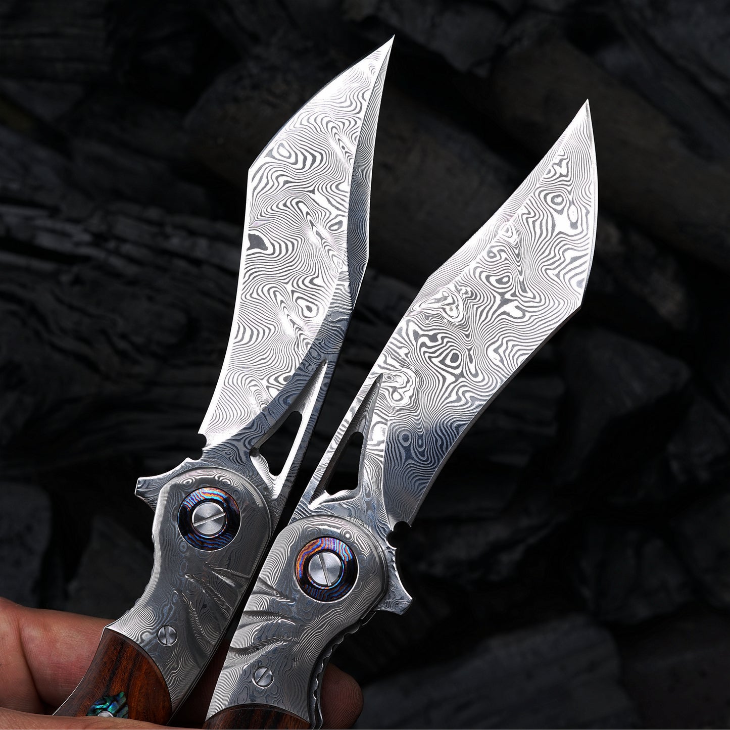 3.7 Inch Japanese Vg10 Core Damascus Steel Folding Knife,Desert Iron Wood Handle,Liner Lock