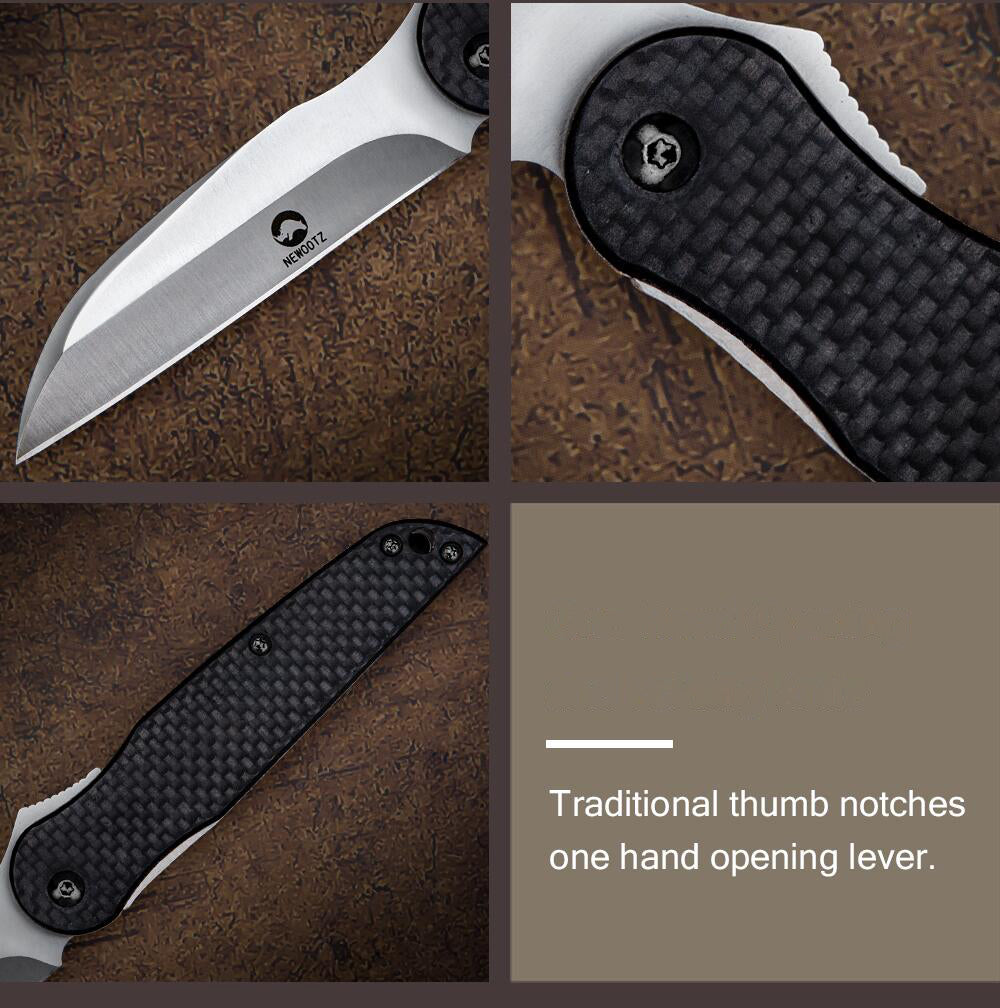 2.8 in Folding Pocket Knife , D2 Steel Blade,Carbon Fiber Handle,Liner Lock