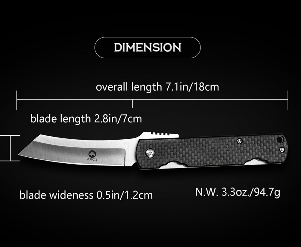 3in Higonokami Razor Folding Pocket Knife , D2 Steel Blade,Carbon Fiber Handle,Liner Lock