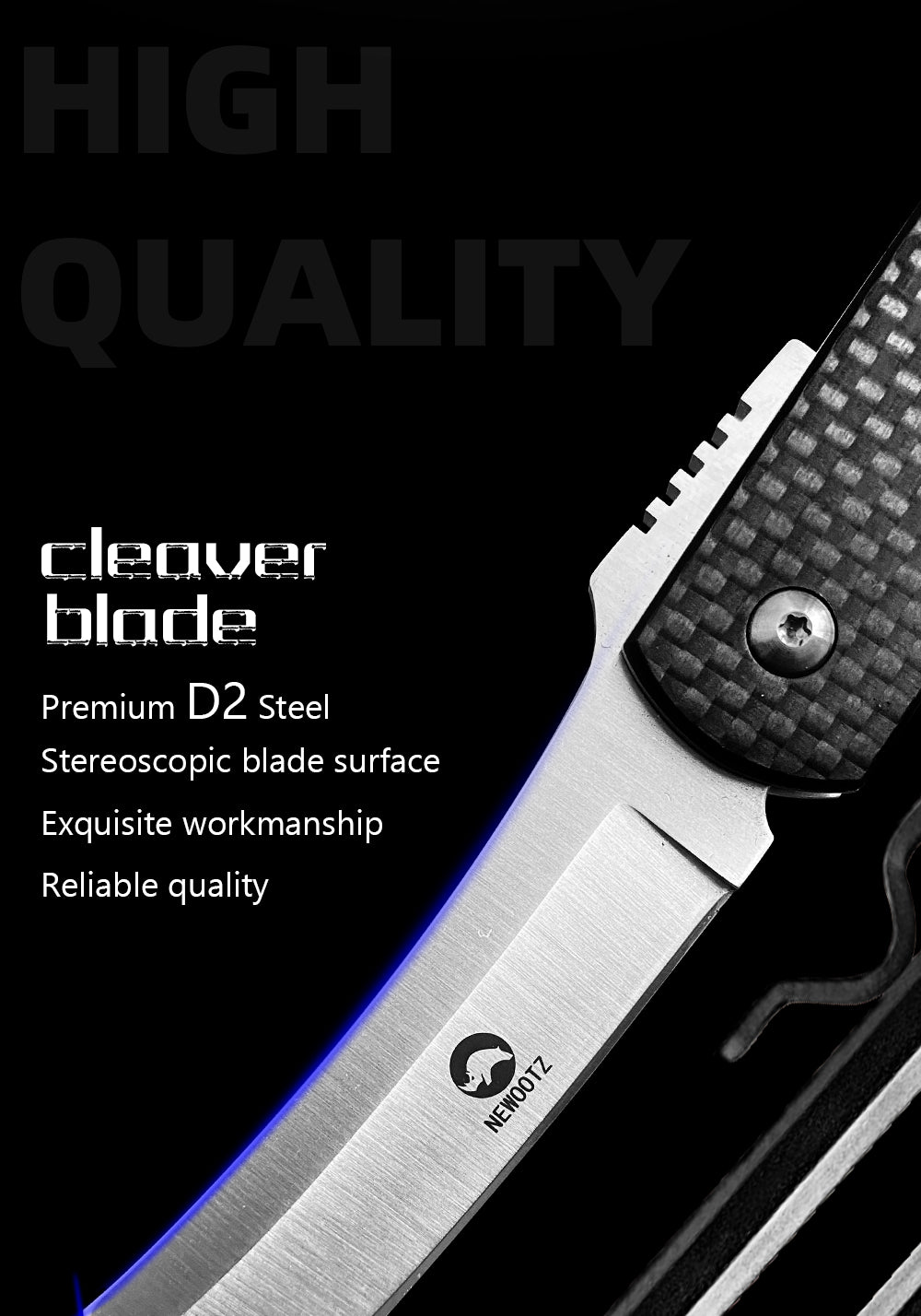 3in Higonokami Razor Folding Pocket Knife , D2 Steel Blade,Carbon Fiber Handle,Liner Lock