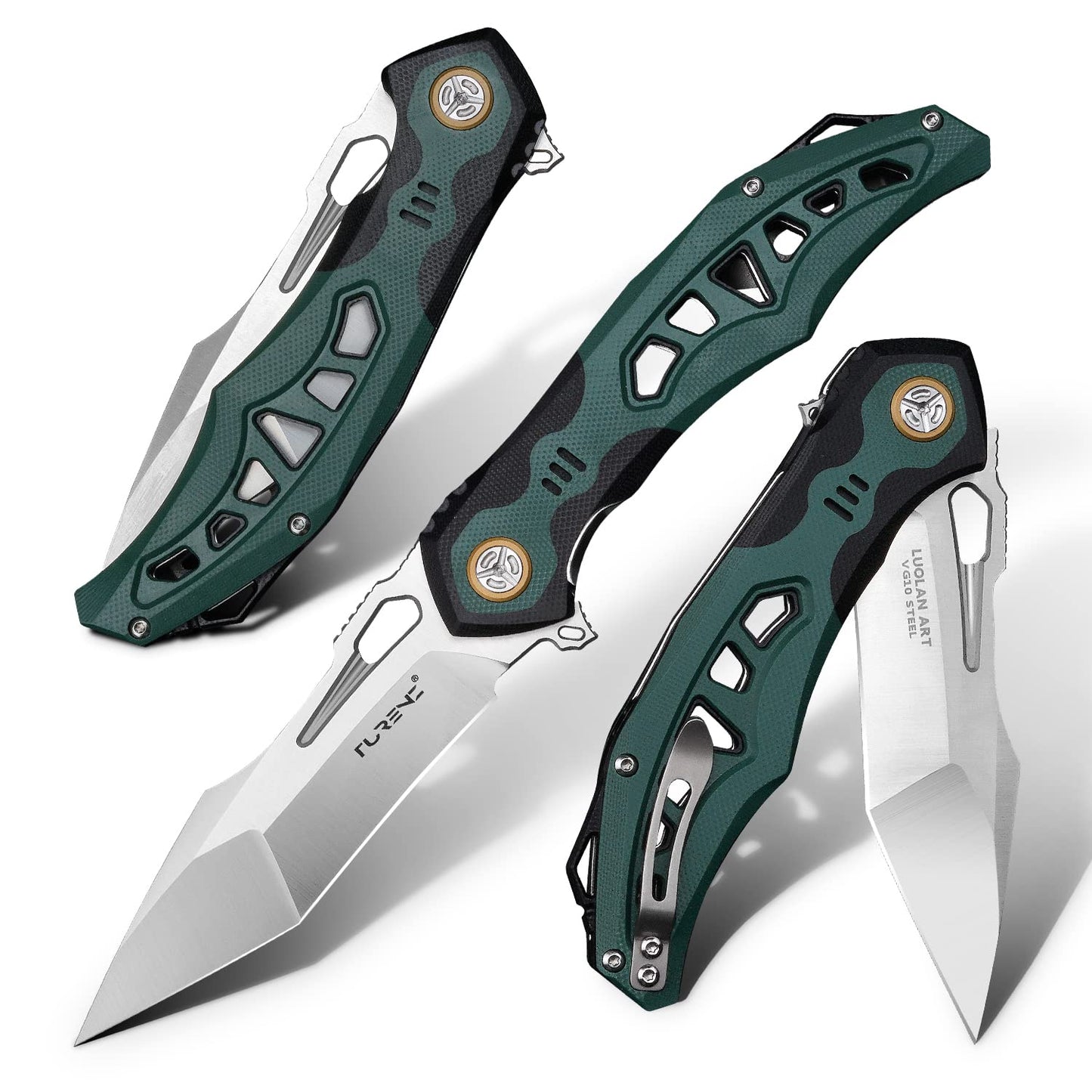 3.7in High Hardness Sharp Folding Pocket Knife, Vg10 Steel Blade, Inlaid G10 Handle, Lining Lock,White Blade