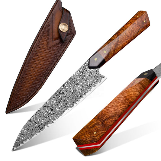 7.8 Inch Full Tang Damascus Steel Chef Knife,VG10 Steel Core, Bubinga wood+G10