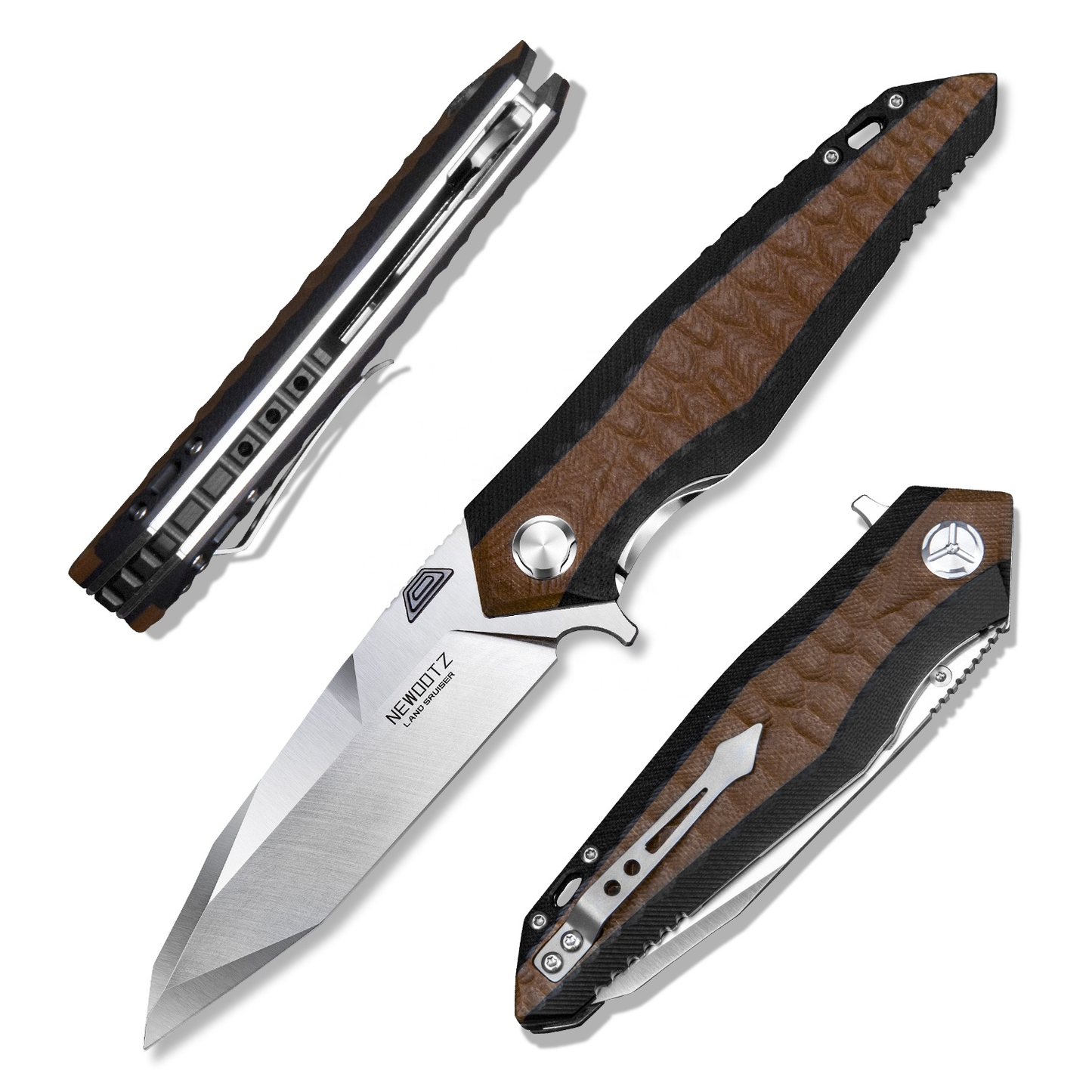 4in Outdoor Edc Folding Blade Knife, D2 Tool Steel Blade, Brown G10 Handle,Liner Lock