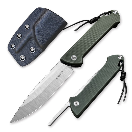 3.1 in Edc Folding Pocket Knife, D2 Tool Steel Blade, Green G10 Handle