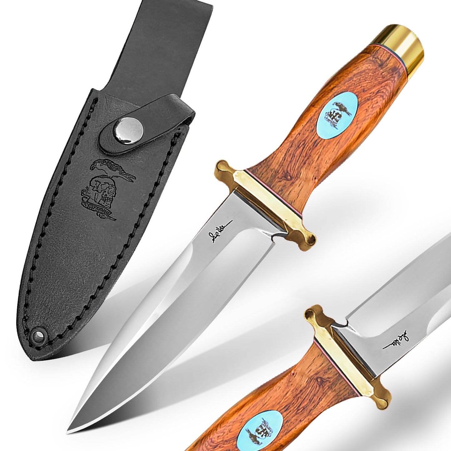 3.9 Inch Outdoor Fixed Blade Knife, AUS- 8 Steel, Indian Rosewood Handle