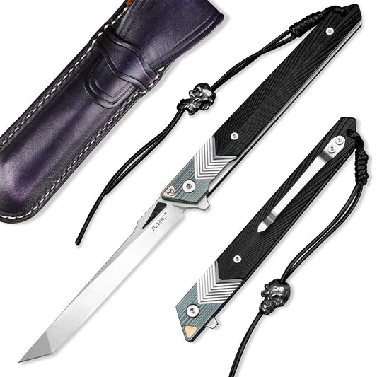 4 Inch Outdoor Lightweight EDC Pocket Knife, 14C28N Steel, G10 and Titanium Alloy Handle