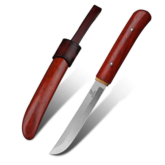 3.86 Inch Fixed Blade Hunting Knife, 14C28N Steel Blade,Rosewood Handle