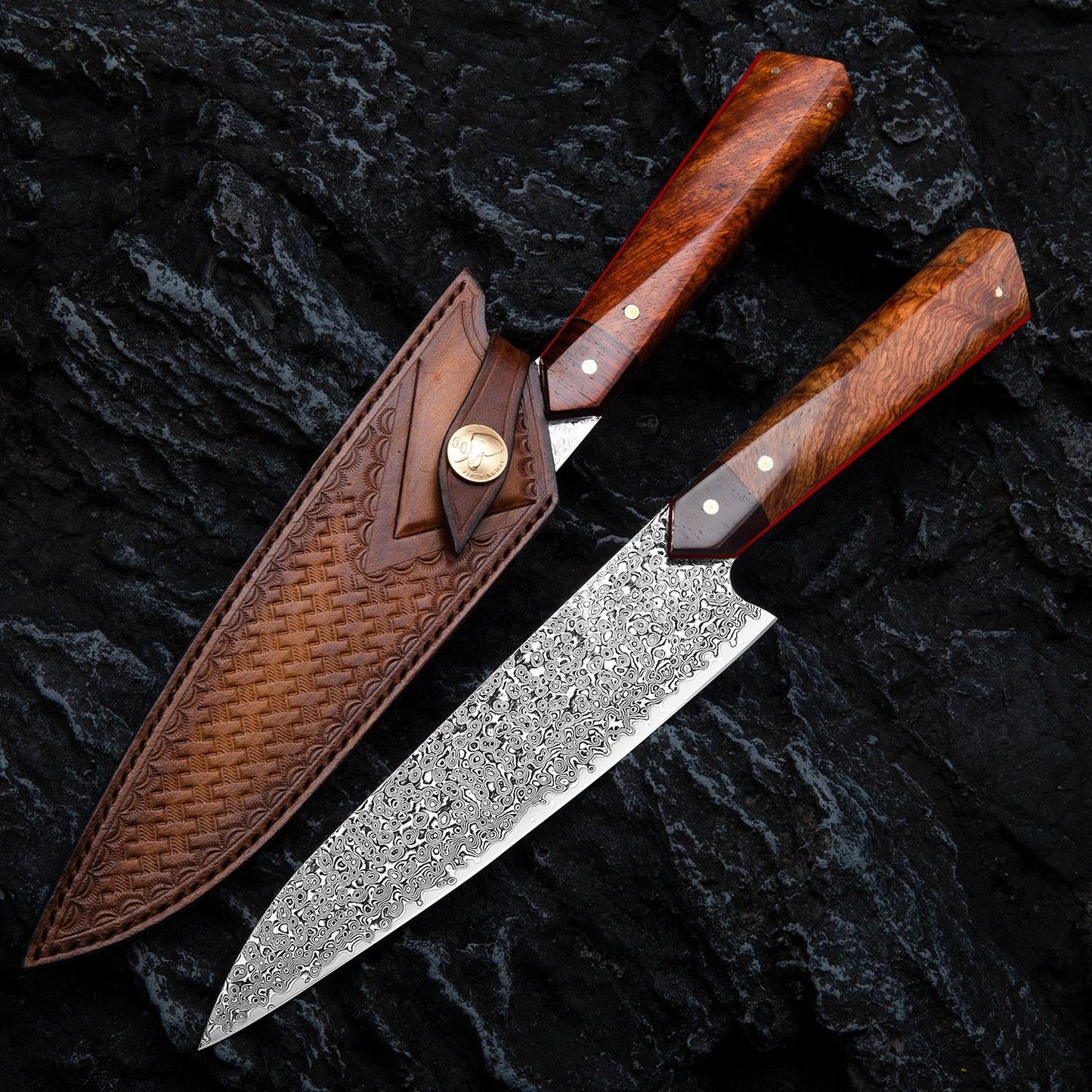 7.8 Inch Full Tang Damascus Steel Chef Knife,VG10 Steel Core, Bubinga wood+G10