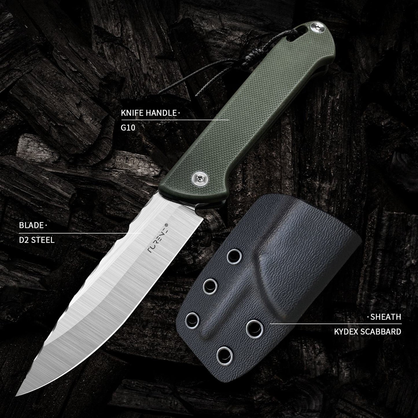 3.1 in Edc Folding Pocket Knife, D2 Tool Steel Blade, Green G10 Handle