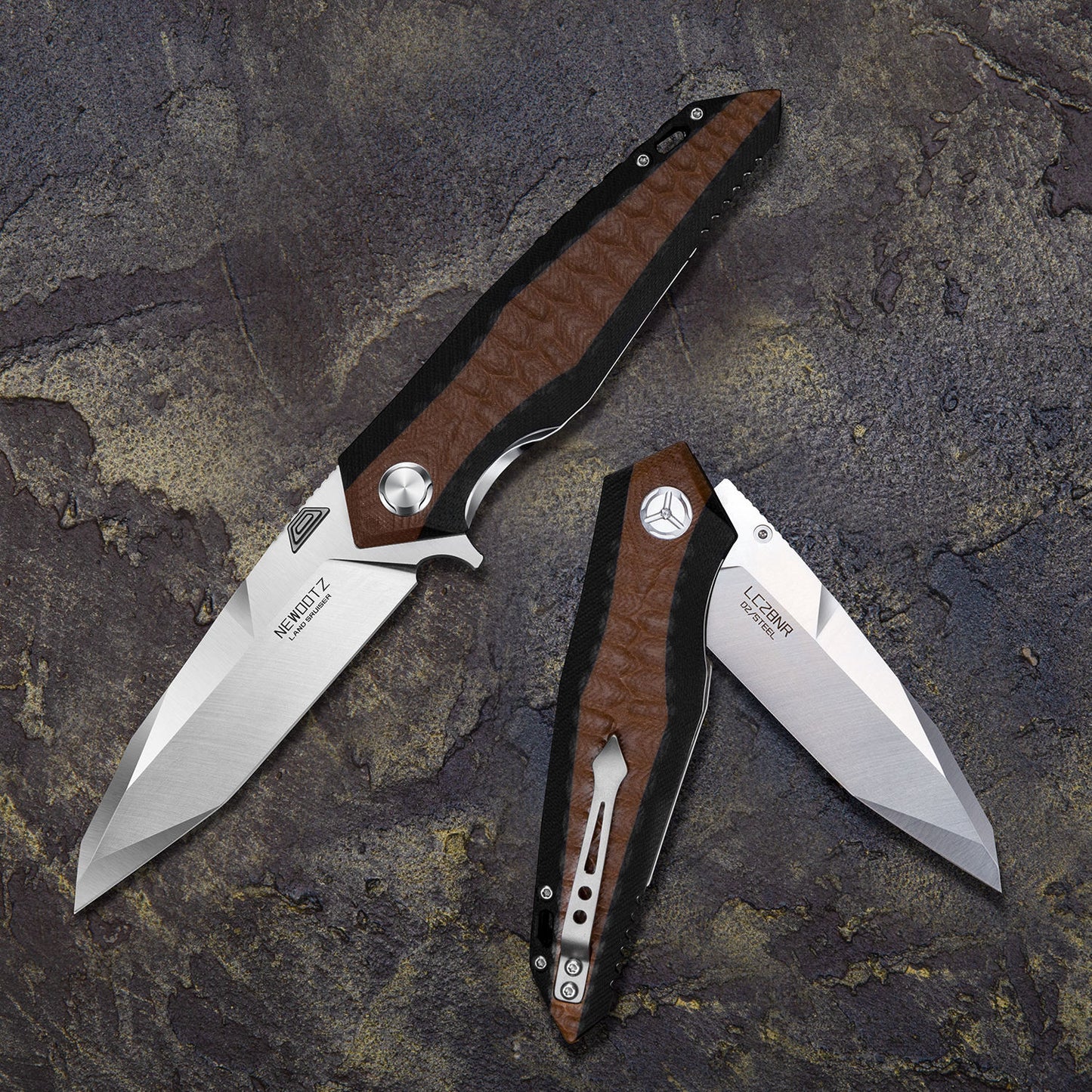 4in Outdoor Edc Folding Blade Knife, D2 Tool Steel Blade, Brown G10 Handle,Liner Lock