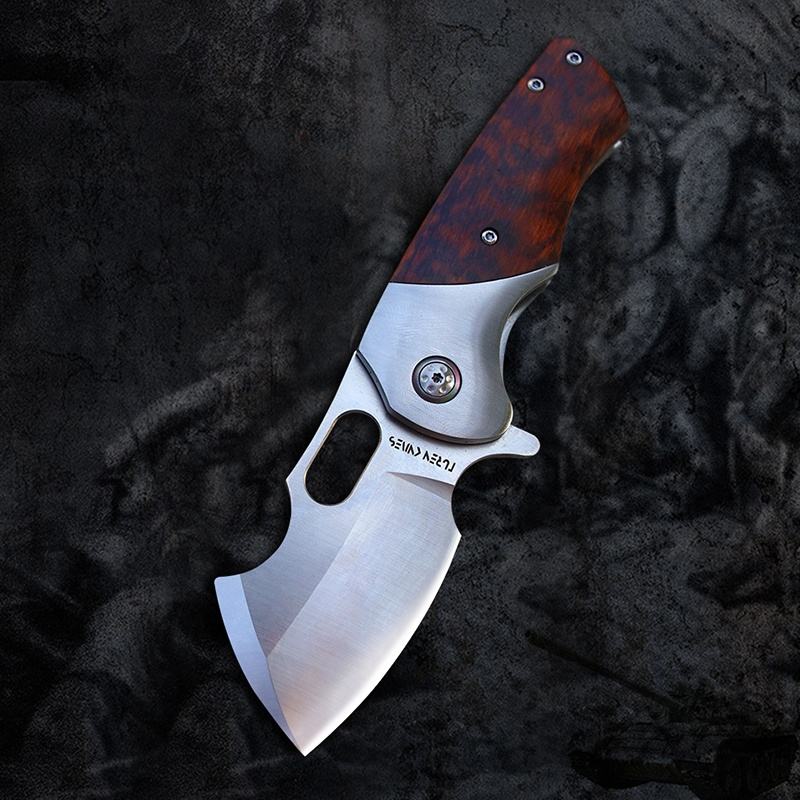 3 Inch Outdoor EDC Folding Pocket Knfie, DC53 Steel, Snakewood Handle