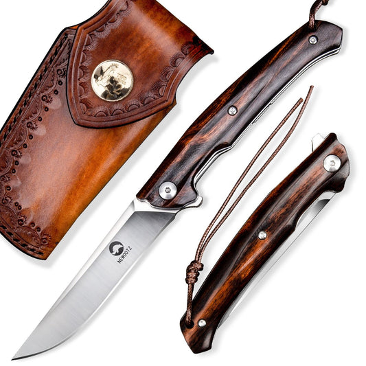 3.5 Inch Outdoor Folding Pocket Knife,M390 Steel Blade, Ironwood Handle, Liner Lock