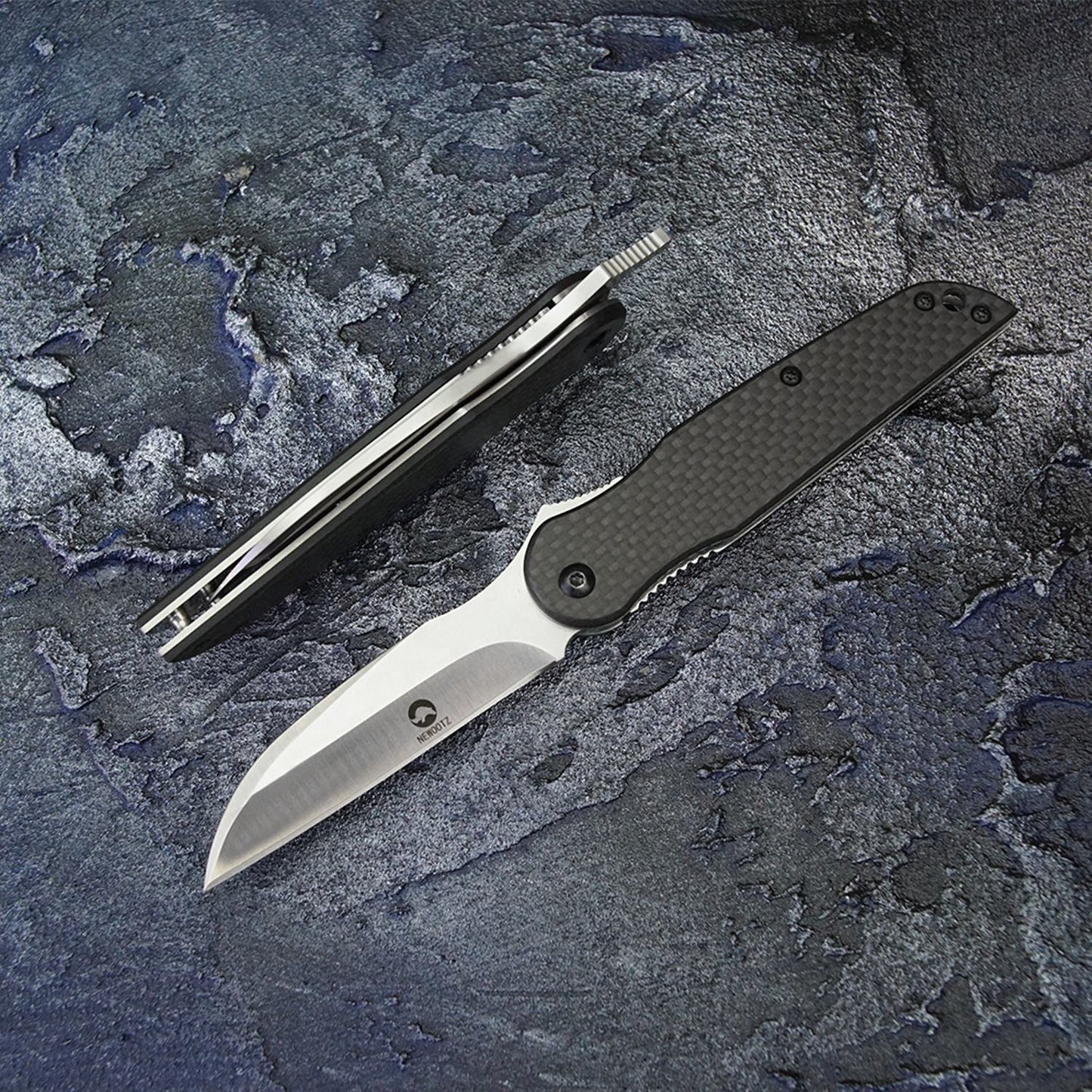 2.8 in Folding Pocket Knife , D2 Steel Blade,Carbon Fiber Handle,Liner Lock