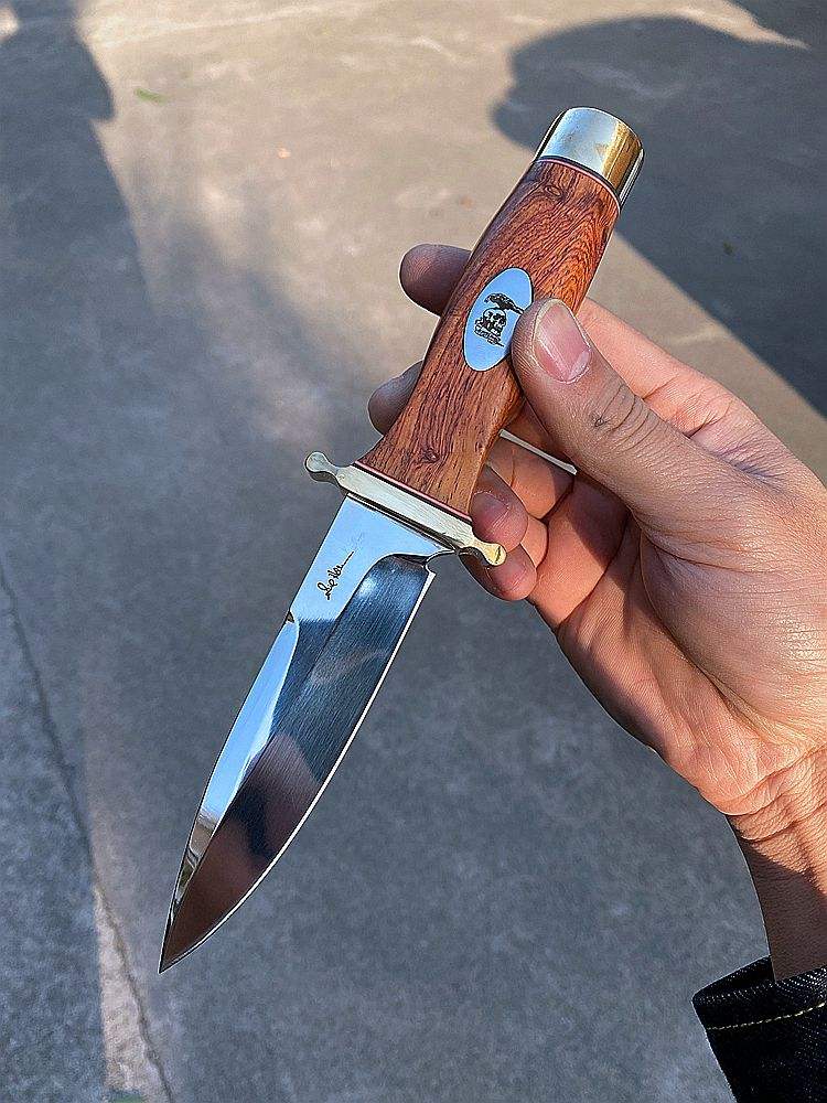 3.9 Inch Outdoor Fixed Blade Knife, AUS- 8 Steel, Indian Rosewood Handle