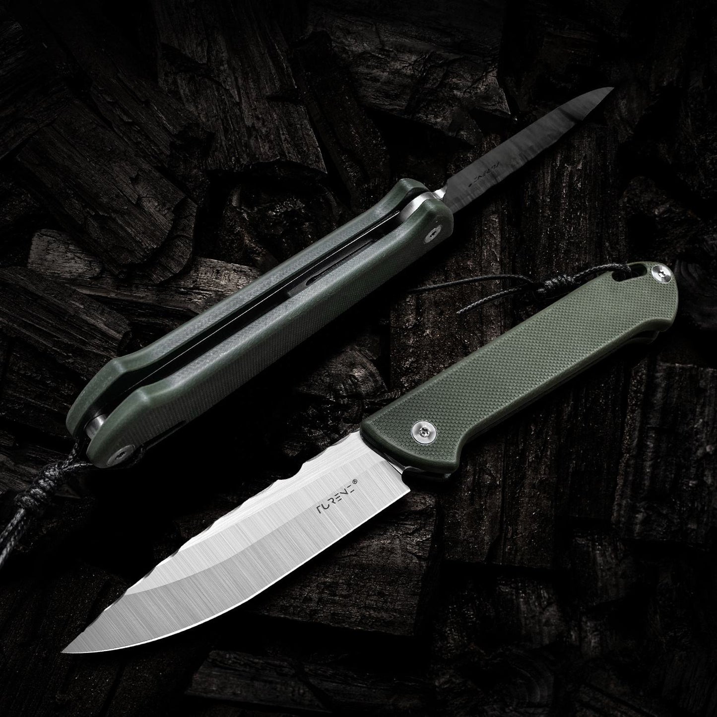 3.1 in Edc Folding Pocket Knife, D2 Tool Steel Blade, Green G10 Handle