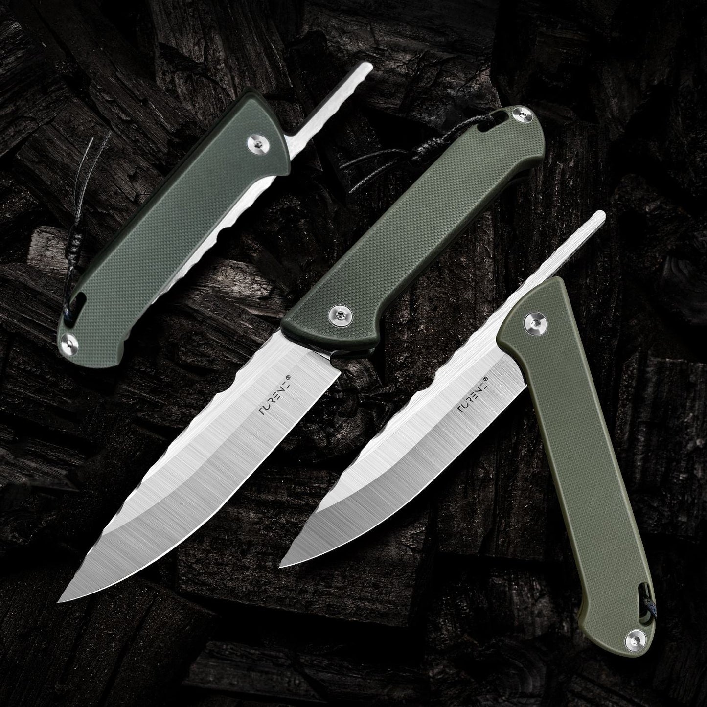 3.1 in Edc Folding Pocket Knife, D2 Tool Steel Blade, Green G10 Handle