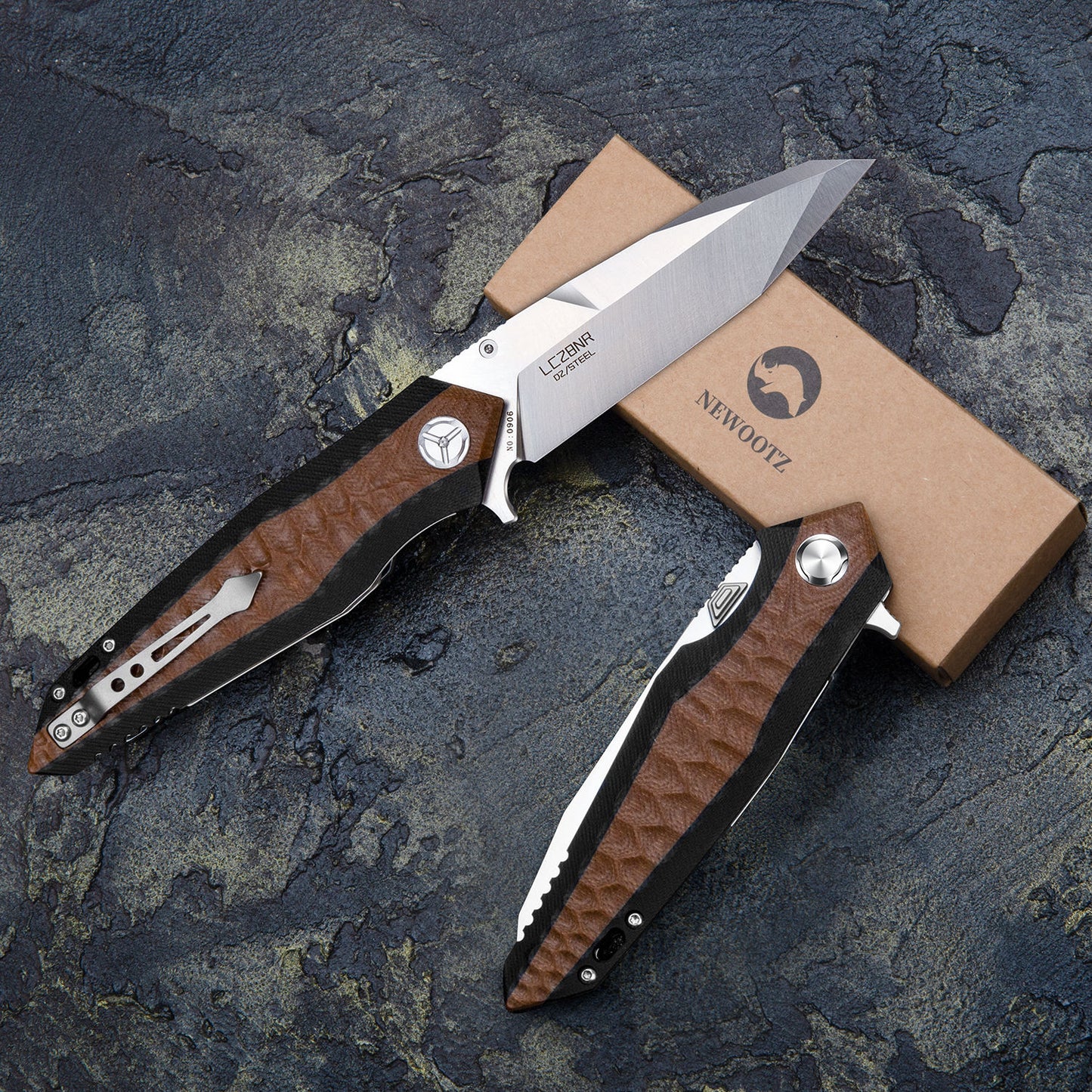 4in Outdoor Edc Folding Blade Knife, D2 Tool Steel Blade, Brown G10 Handle,Liner Lock