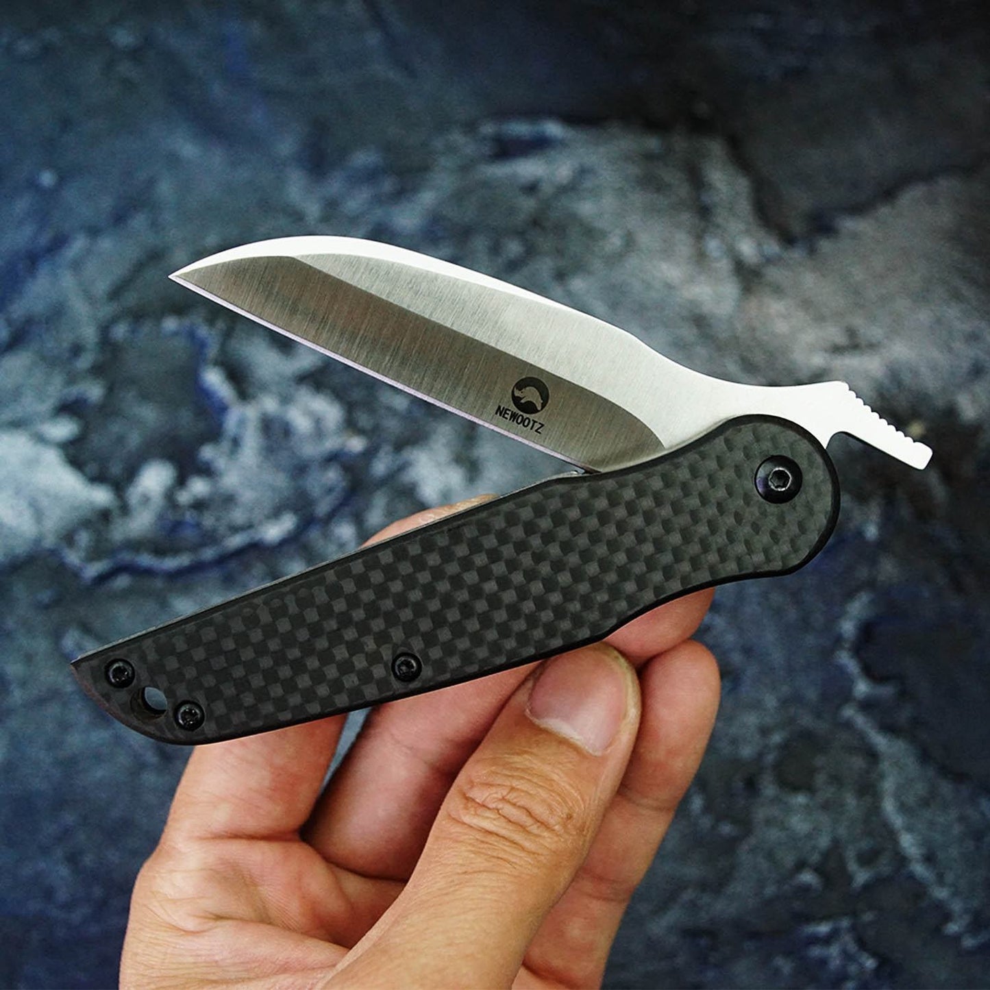 2.8 in Folding Pocket Knife , D2 Steel Blade,Carbon Fiber Handle,Liner Lock