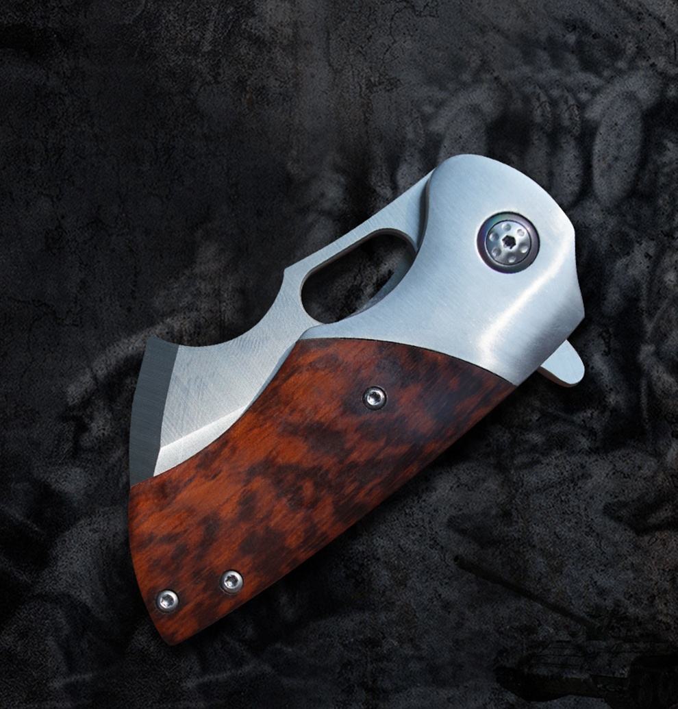 3 Inch Outdoor EDC Folding Pocket Knfie, DC53 Steel, Snakewood Handle