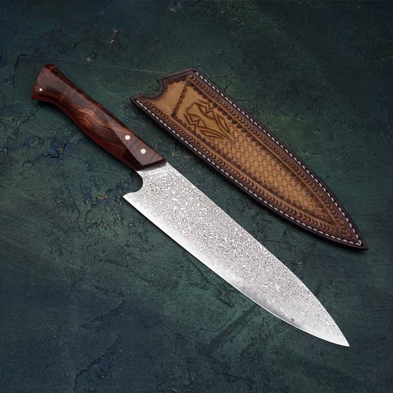 8 Inch Full Tang Damascus Steel Chef Knife,VG10 Steel Core, Bubinga wood+G10