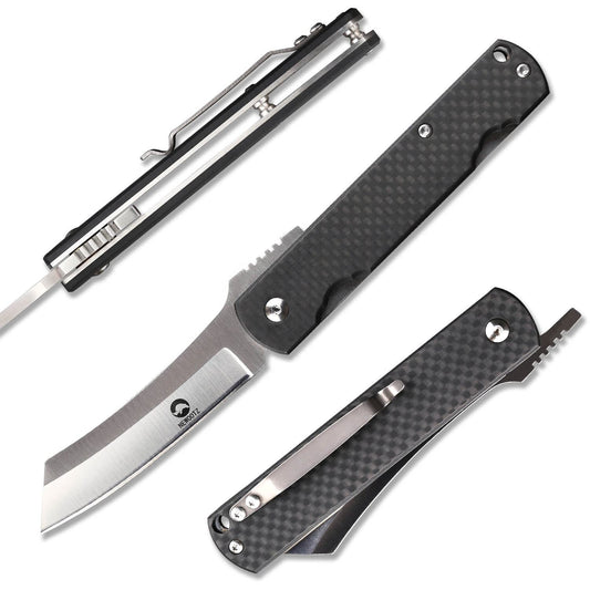 3in Higonokami Razor Folding Pocket Knife , D2 Steel Blade,Carbon Fiber Handle,Liner Lock