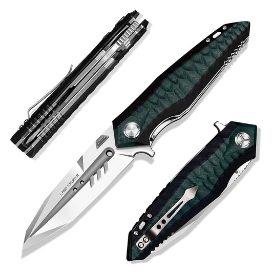 4in Outdoor Edc Folding Blade Knife, D2 Tool Steel Blade with Fuller, G10 Handle,Liner Lock